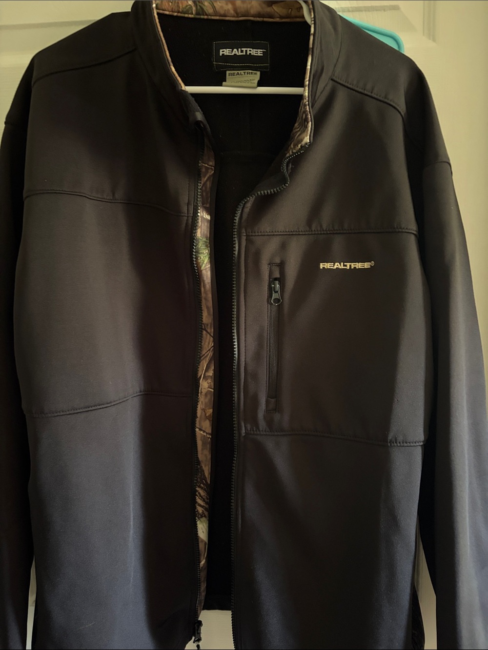 Realtree Black Softshell Jacket with Camouflage Lining